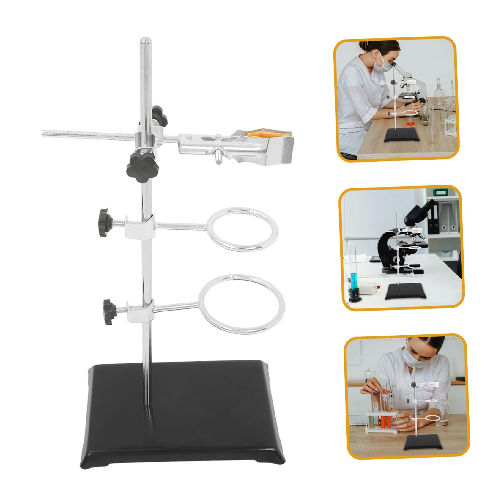 Cabilock Support Annulaire de Laboratoire Pince pour Flacons Support Réglable pour Matériel Base Stable pour Expériences Chimiques et Biologiques pour Écoles et Laboratoires