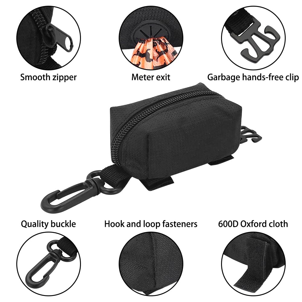 Dog Waste Bag Dispenser,Dog Poo Bag Holder with Hook & Elastic Strap & Carabiner Fits Any Dog Leas for Dog Walking Running Hiking - Image 2