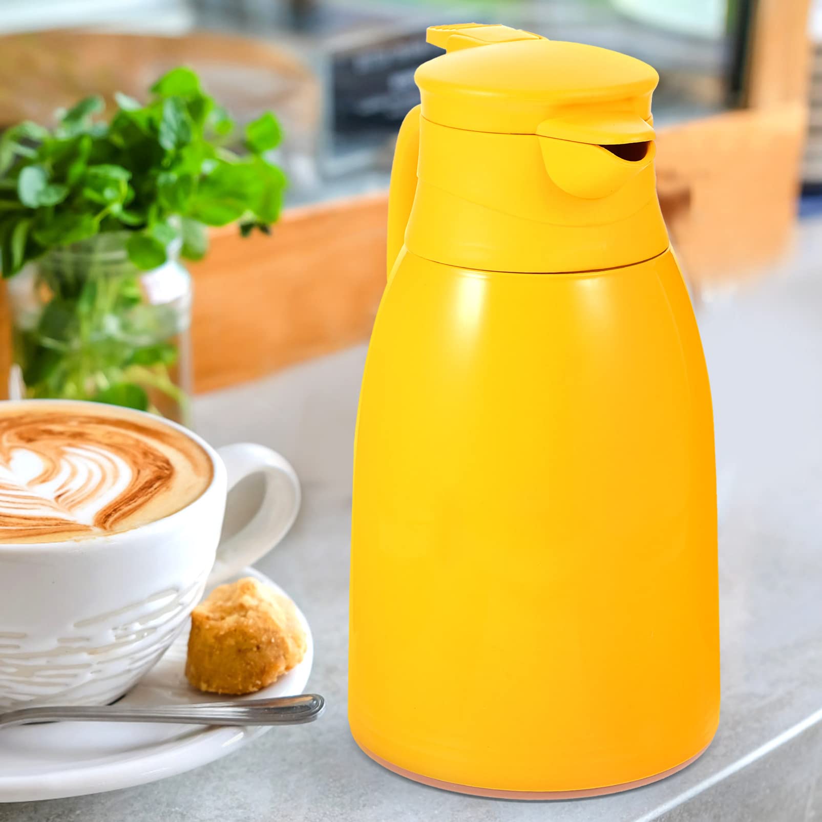 Bouteille Isolante 1000ml en Verre et Pp Jaune à Étanchéité