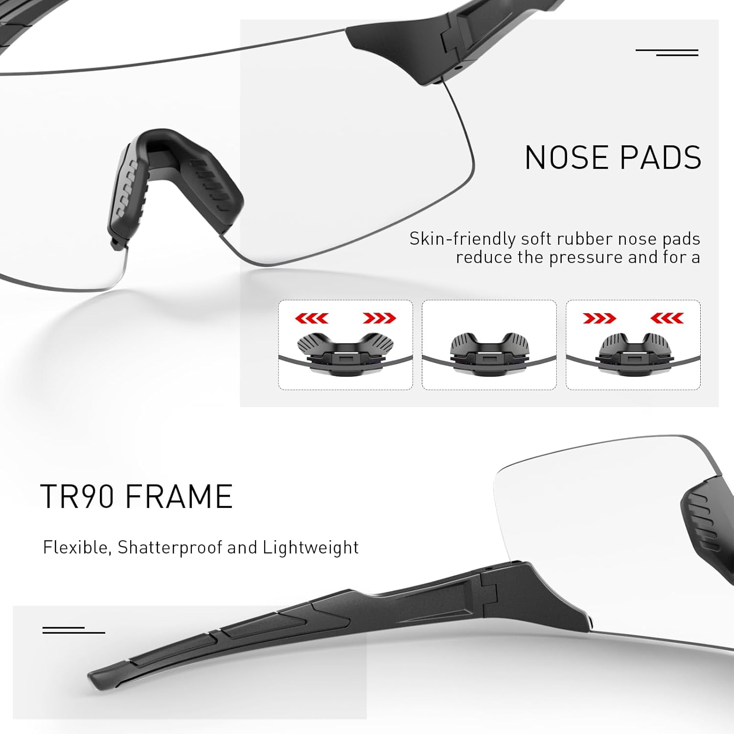 SCVCN Photochromic Cycling Glasses Frameless Sports sunglasses for Men Women - Ideal For Baseball, Bike, Golf, Running - Image 4