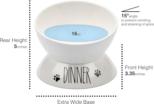 Miniatura 2 de Juego de cuencos elevados para comida plato para gatos, dos cuencos elevados para comida y agua, porcelana, inclinados para comer fácilmente