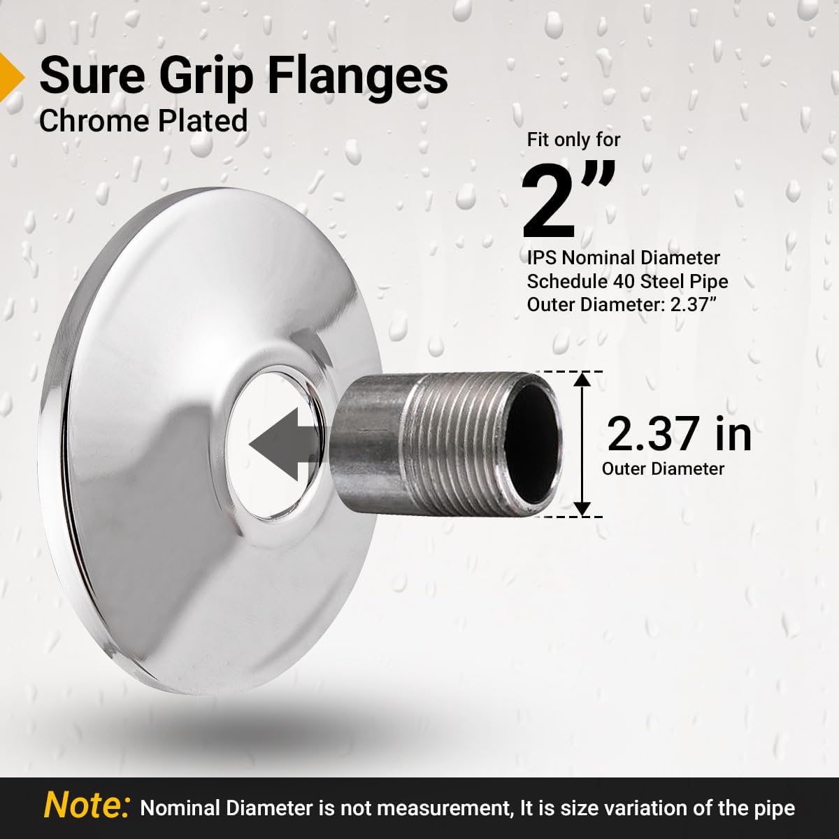 Supply Giant F-25344-25 2 inch IPS Sure Grip Flange Escutcheon Plate for Steel Tubing, Shallow, Chrome (Pack of 25)