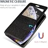 Funda de Cuero con Ventana para Axon 7 Mini - Negro | Diseño Elegante con Ventana Visible, Pantalla Transparente, Tapa Magnética Invisible con Ranura para Tarjeta y Soporte 5