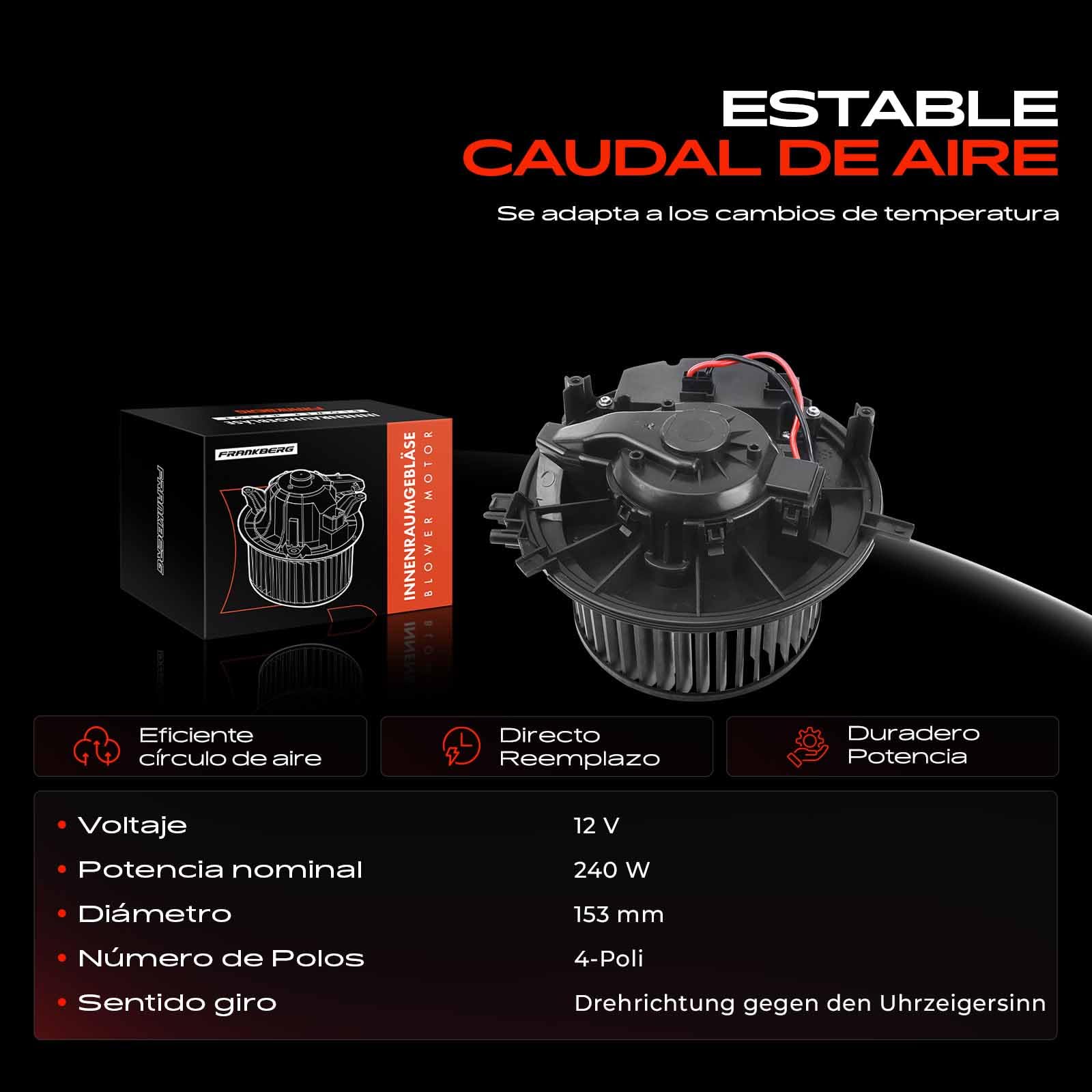Frankberg Motor del Ventilador del calefactor Compatible con O.c.t.a.v.i.a III Combi 5E5 5E6 K.a.r.o.q ND7 NU7 Golf VII 5G1 BE1 BE2 BQ1 Golf Sportsvan AM1 AN1 Golf VII Variante BA5 BV5 5Q1819021B