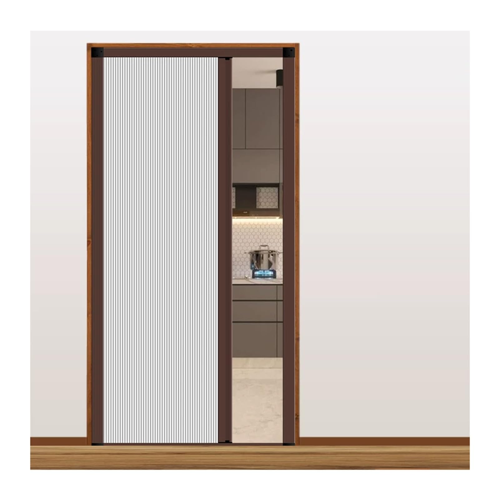 Custom Closet Accordion Doors Interior，No‑Drilling Retractable Folding Door with Aluminum Frame and Cellular Fabric，Privacy Screen Divider(White,68.6x198.1CM)