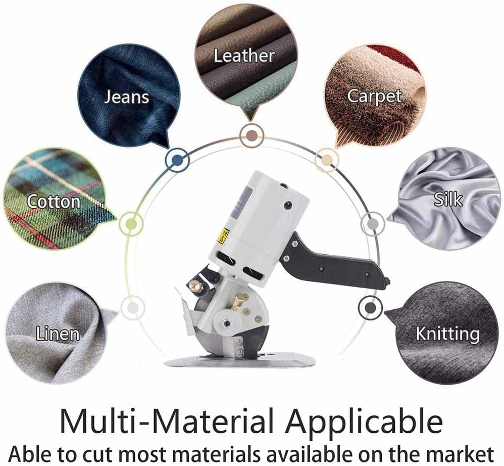 Electric Rotary Cutter, Light Flexible Fabric Scissor Round Knife Leather Cutting Machine Cutting Tools for Multilayer Fabric