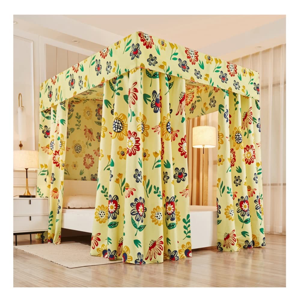 GJMSSMY Single bed canopy mosquito net, suitable for single bed and double bed bedroom decorative bed curtain, with metal support (Color : Yellow, Size : 180X200cm/71X79inch)