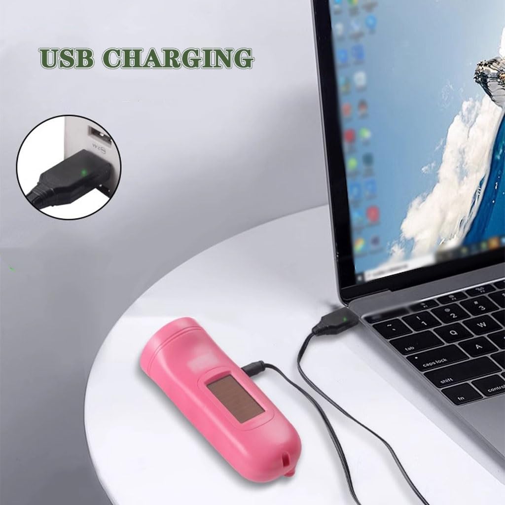 Generico Torcia Solare Ricaricabile per Esterni, Torcia di Emergenza A Manovella, Torcia Manuale Alimentata Tramite USB per Uso Domestico, Plastica ABS, per Terremoti, Incendi(Pink Color,3pcs)