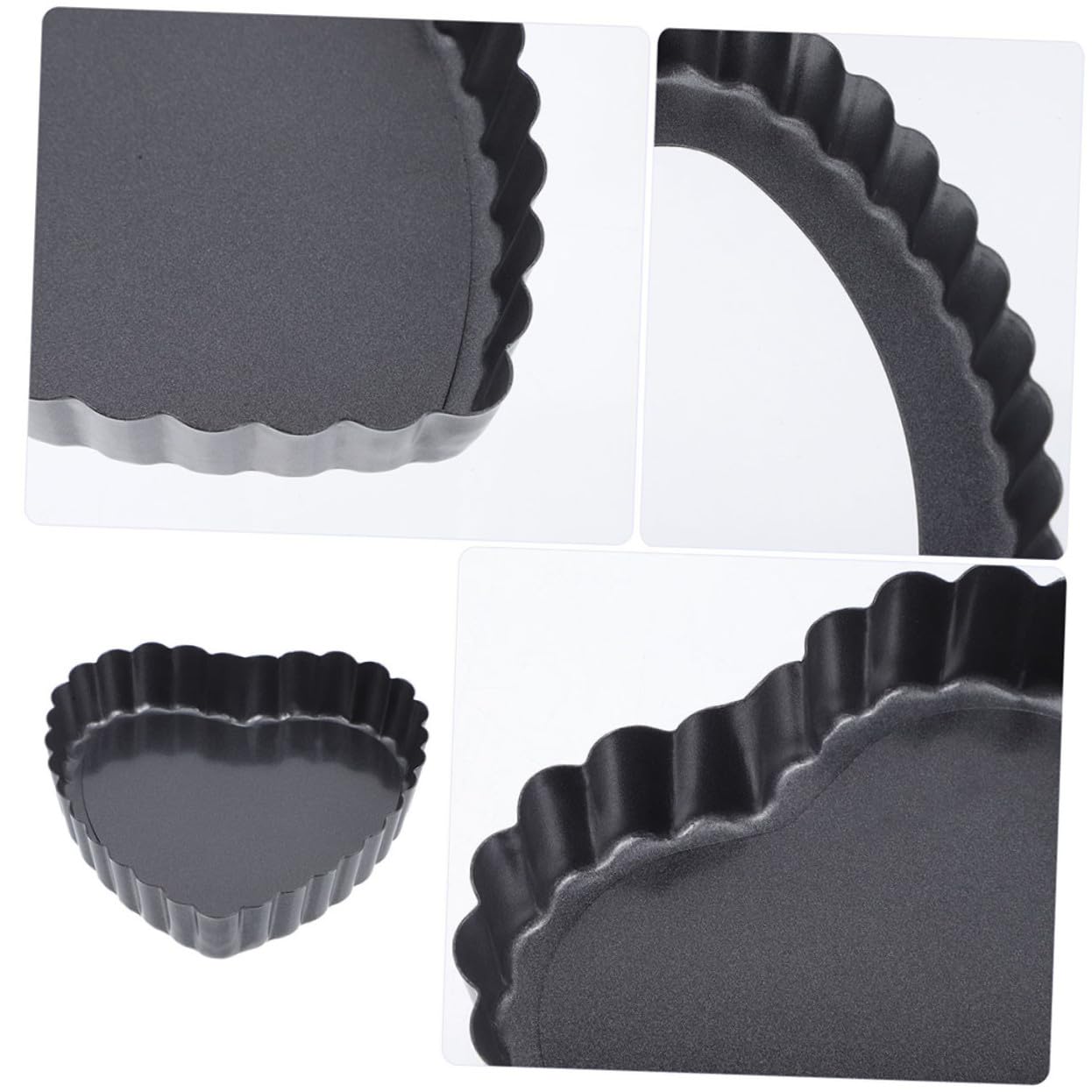 6 pièces Moules Mini Cœur Antiadhésifs avec Fond Amovible Moules Pâtisserie Métalliques pour Gâteaux et Desserts Bords Ondulés Élégants pour Occasions Spéciales