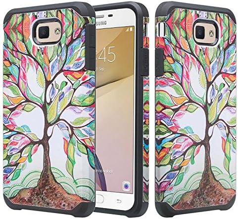 GALAXY WIRELESS For Galaxy J7v Case, Galaxy J7 Sky Pro Case, Galaxy Halo Case, Galaxy J7 Perx Case,Galaxy J7 Prime Case [Impact Resistant] Hybrid Dual Layer Protective Phone Case Cover - Colorful Tree