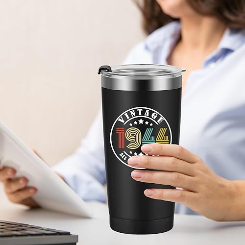 Miniatura 4 de Regalos de cumpleaños número 80 para hombres, mujeres y amigos, vaso de acero inoxidable de 20 onzas con aislamiento al vacío, vaso térmico de