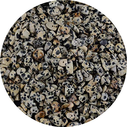 Natural Chip Stone Beads Dalmation Spot 5-8mm About 400 pieces Irregular Gemstones Healing Crystal Loose Rocks Bead Hole Drilled DIY for Bracelet Jewelry Making Crafting (5-8mm, Dalmation Spot Jasper)