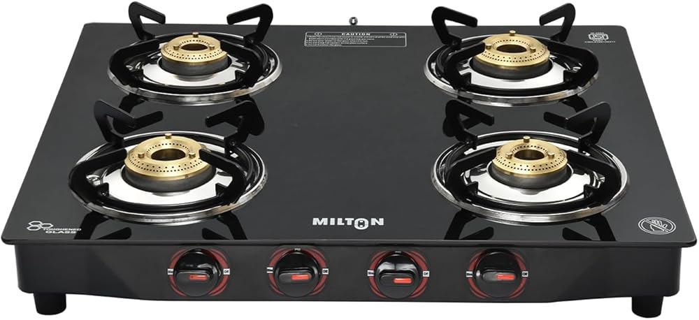 MILTON Premium 4 Burner Black ISI Certified