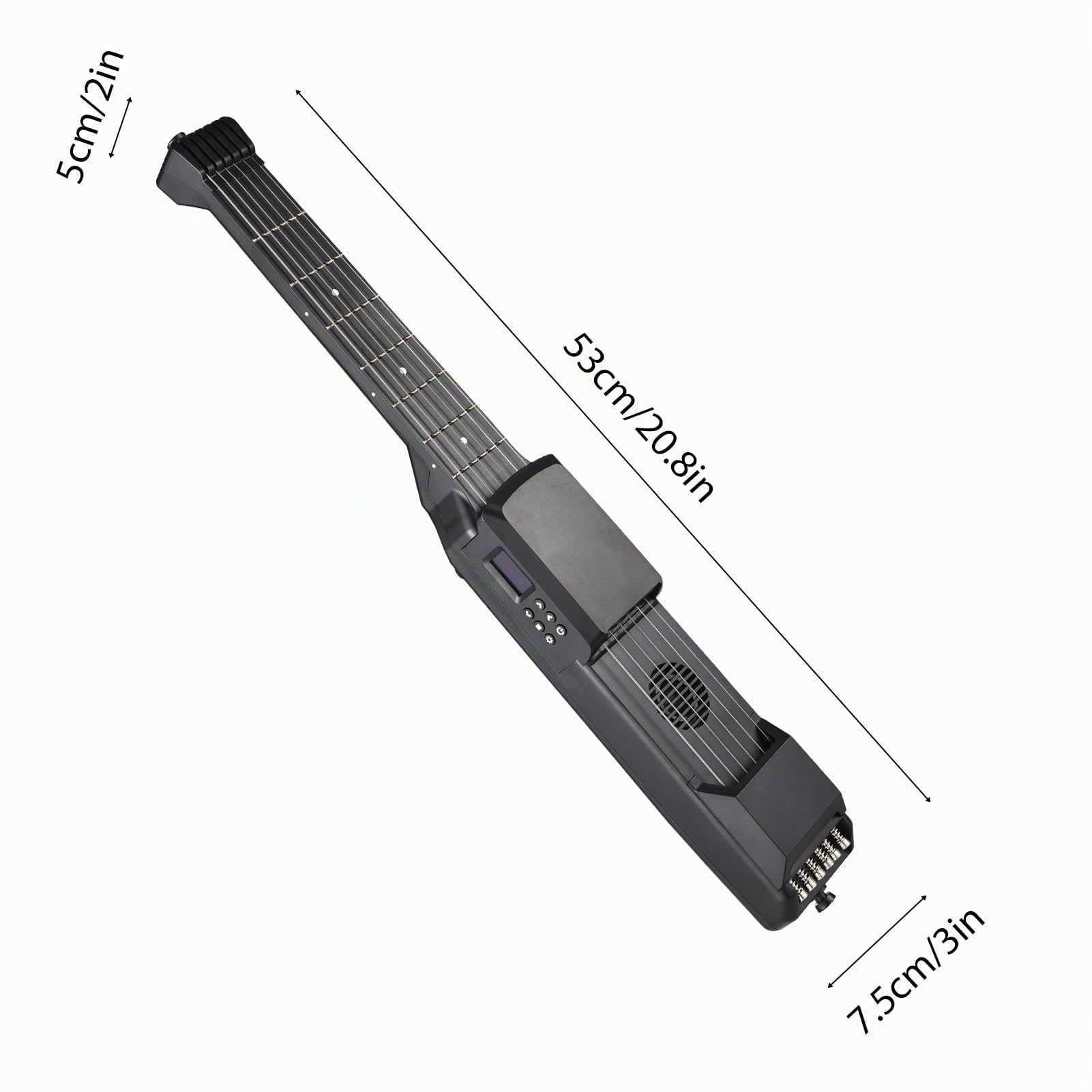 Guitarra Inteligente de 7 Trastes, Guitarra Eléctrica Acústica de Viaje Portátil con Sintonizador Digital Metrónomo Pantalla LCD AI, para Principiantes Práctica Profesional