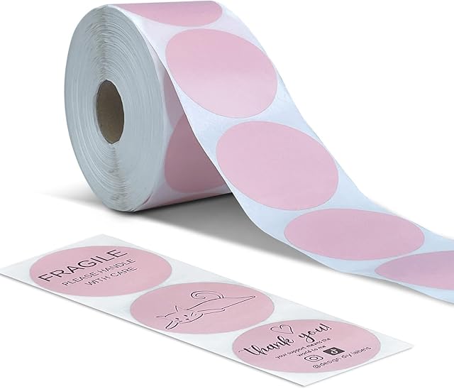 Hotlabel 2" Pink Circle Thermal Sticker Label, Self-Adhesive Round Direct Thermal Label, Thermal Sticker for DIY Logo Design, QR Code, Name Tag, Inventory, Coding Dot Labels 800 Labels