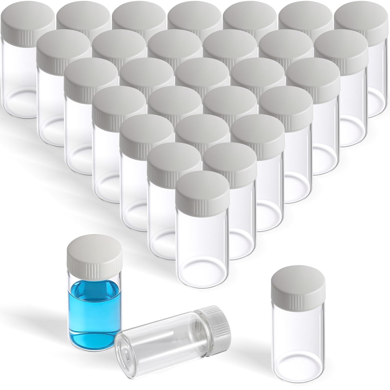 20 mL Scintillation Vials, 100 Pieces, Borosilicate Glass with 22-400 Screw Caps & Aluminum Liners, Leak-Resistant Lab Sample Vials