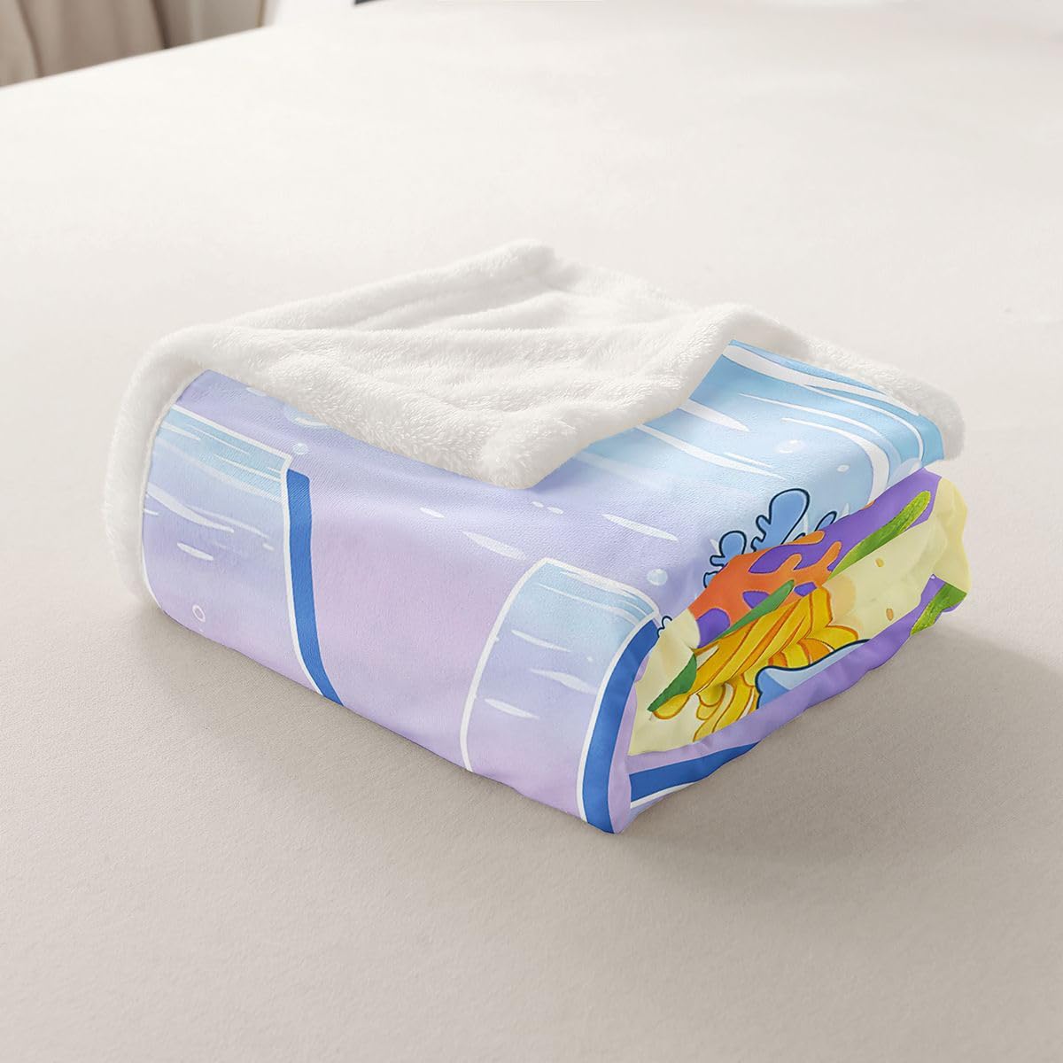 Homewish Uroczy niebieski koc polarowy Axolotl 229 x 229 cm na kanapę