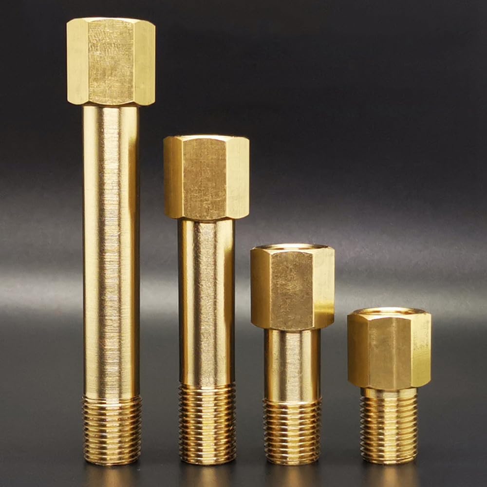 Conector largo BSP macho a hembra de latón en 1/4 y 1/2 para extensión de tuberías