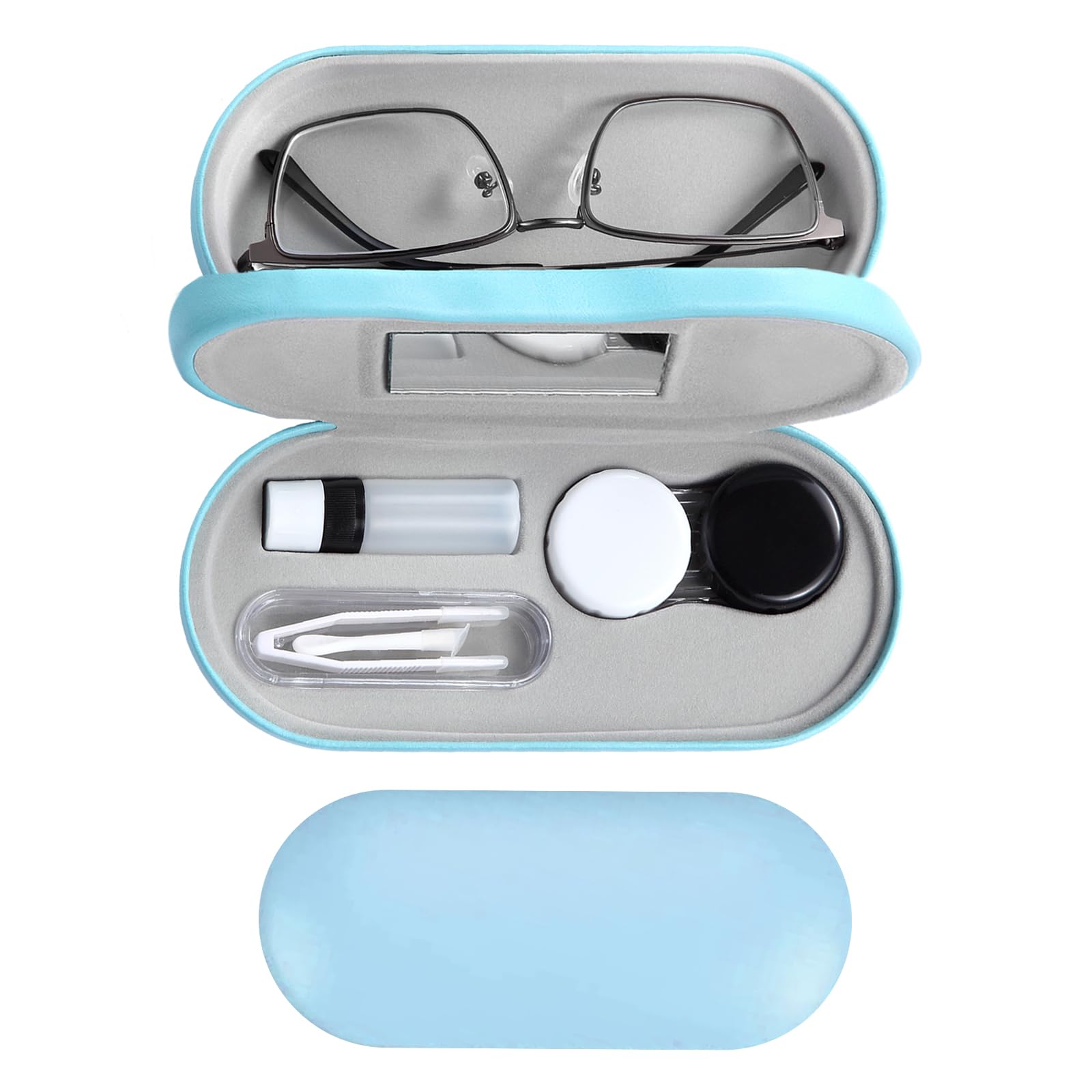 MUDOR 2 in 1 Contact Lens Case, Double Sided Contact Lens Travel Kit Includes Remover Tool with Tweezers,Dual Use Design for Contact Lens case and