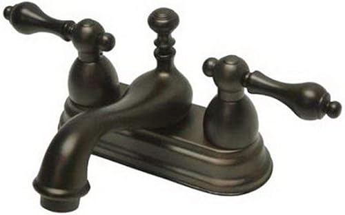 Miniatura 1 de Kingston Brass KS3605AL Restoration 4 pulgadas Centerset Lavatorio grifo con palanca de metal, bronce aceitado