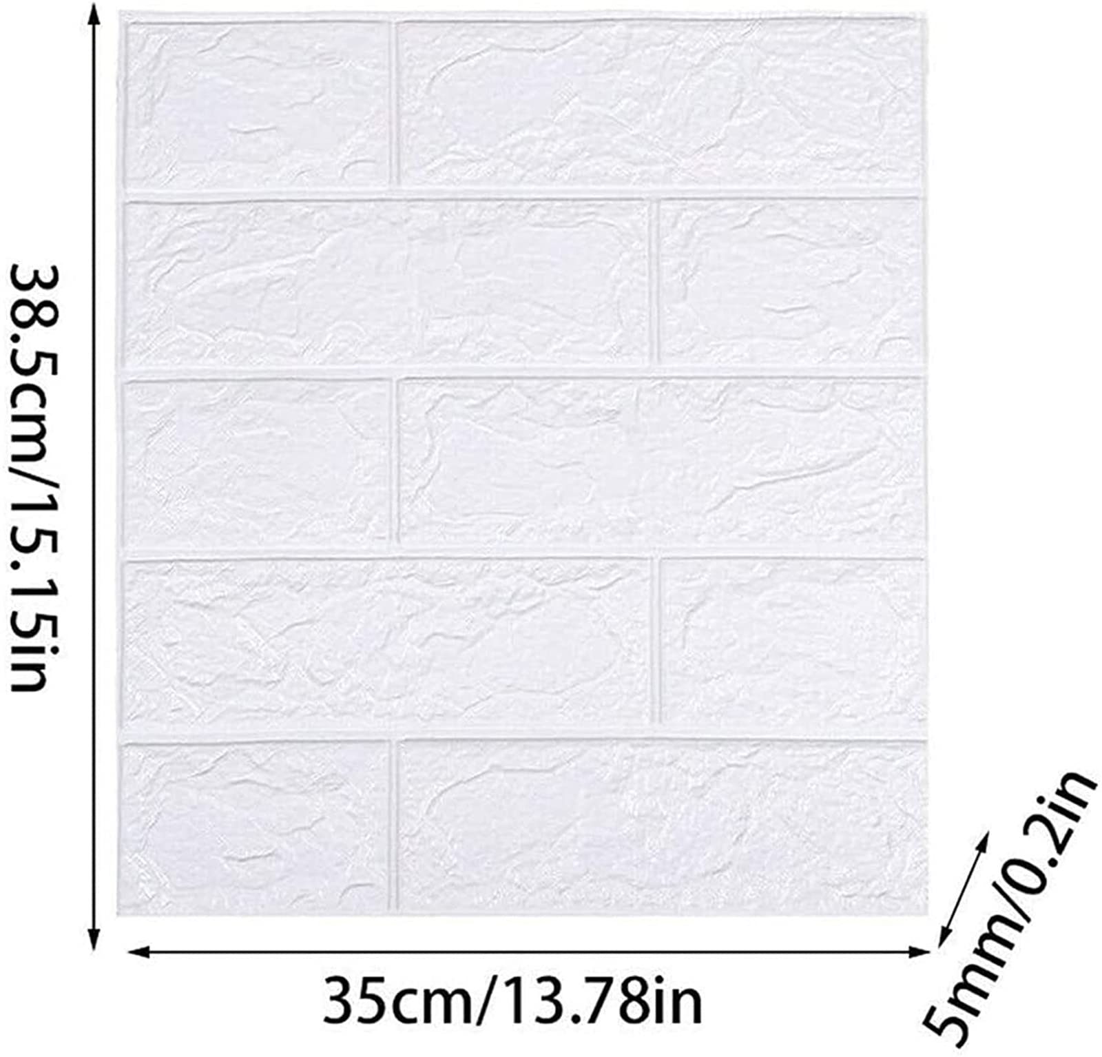 10 Pièces Papier Peint Brique 3D, Adhesif Imitation Brique Blanc Stickers Muraux, Étanche pour Décoration, Bricolage panneau mural decoratif pour Chambre Maison Cuisine (35x38.5 cm, Blanc)