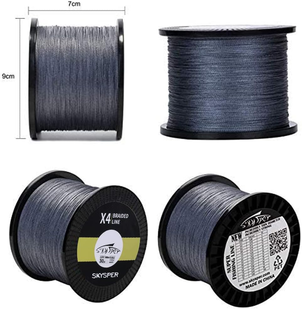 SKYSPER Upgraded Braided Fishing Line 10LB 15LB 20LB 30LB 60LB 80LB 100LB 1093 Yard PE 4 Strands Super Strong Fishing Line - Abrasion Resistant, Low Memory, Zero Stretch