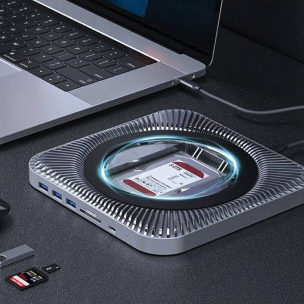 M1 Dock Station Stand with External Storage Disk and 4 Ports USB C Hub SD TF Card Reader 2.5 Inch SATA SSD HDD Enclosure