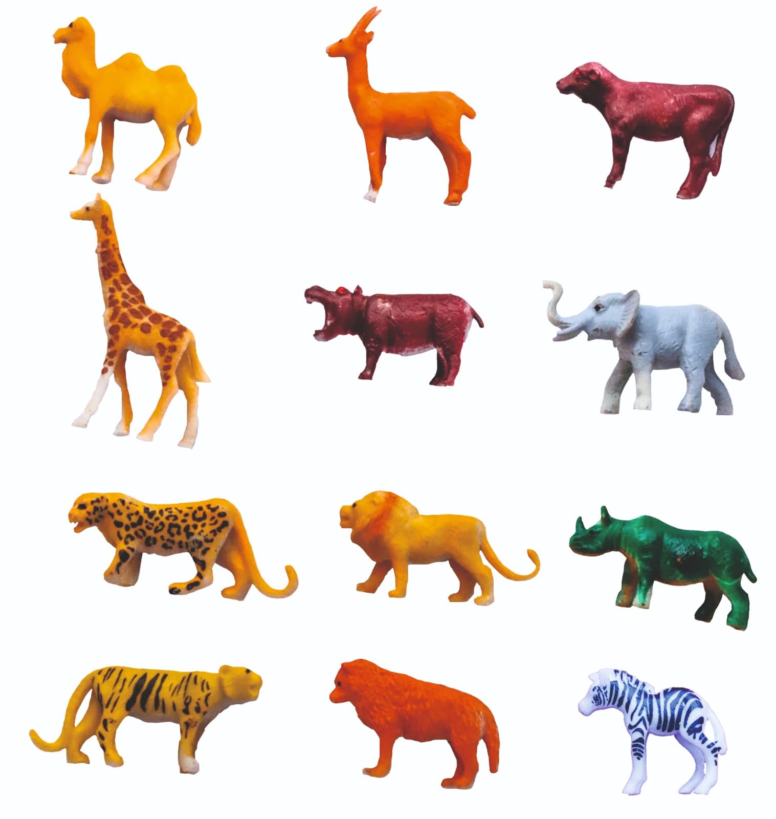 Negi 12 Pcs Medium Size Animal Toy Set – Multicolor Wild Animal Figures for Kids, Solid & Durable Educational Learning Game, Fun Pretend Play Toys, Birthday Gift for Boys & Girls, Heavy Animal Set