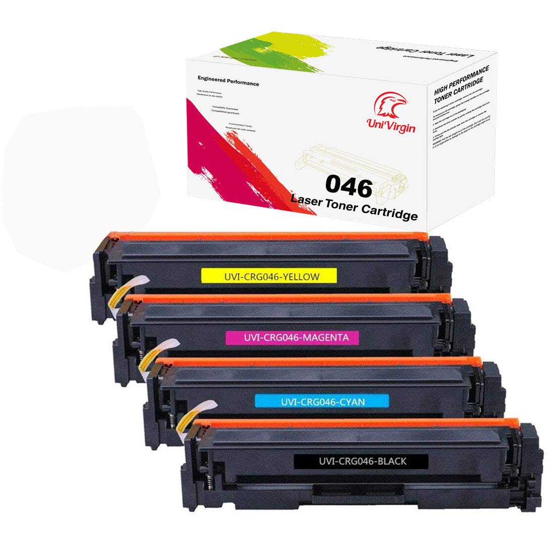UniVirginCompatible Toner Cartridge Replacement for 046 046H Toner Cartridge for ImageCLASS MF735Cdw LBP654Cdw MF731Cdw MF733Cdw Laser Printer (BCMY,4PK)