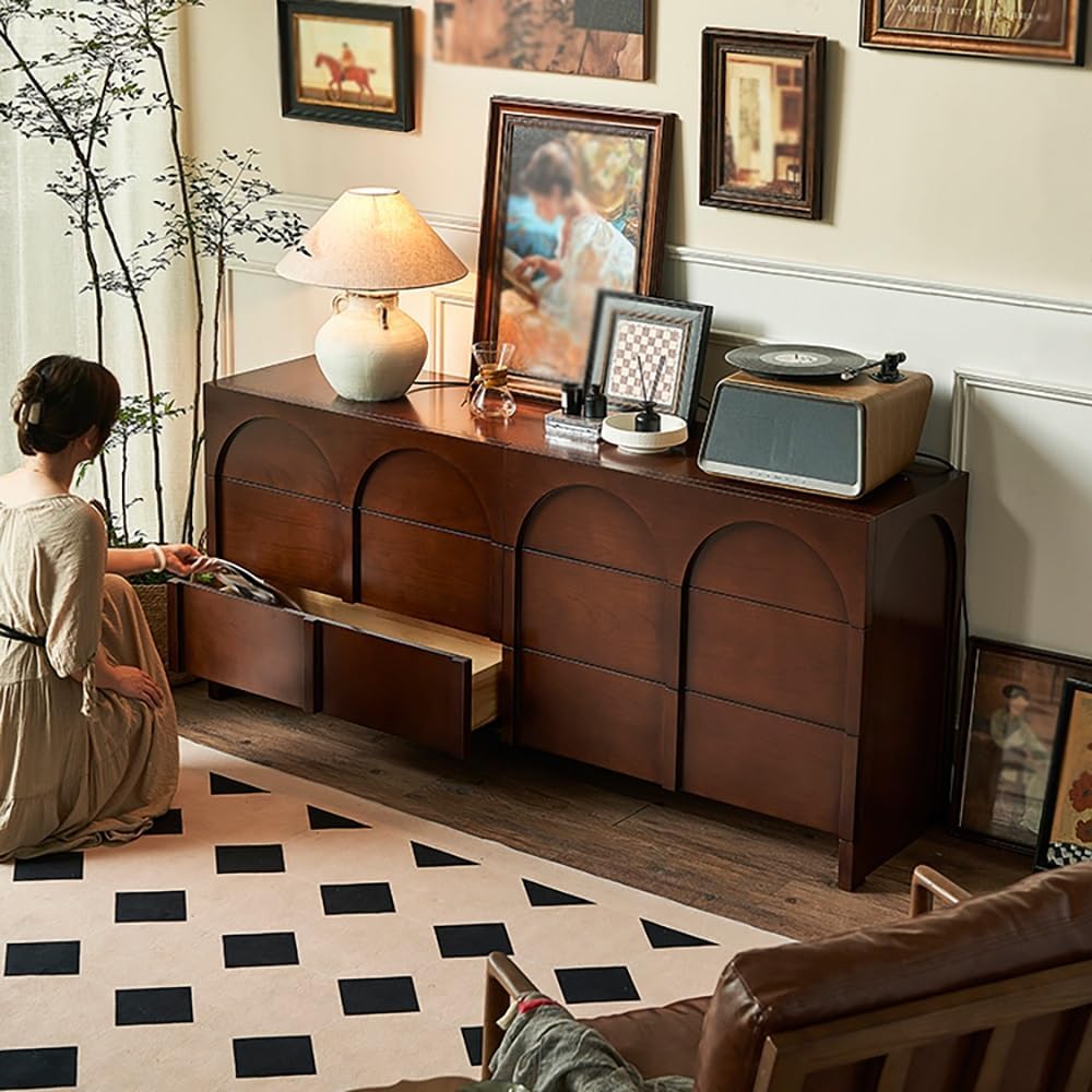 Sideboard Buffet Cabinet ​​180cm Vintage Solid Wood Storage Cabinet, Household Storage Console, Storage Furniture for Kitchen & Dining Room Kitchen Storage Cabinets