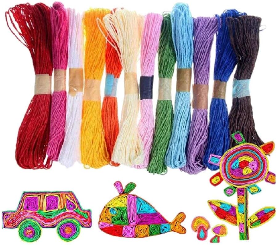 Hobby Tek Multicolour Twisted Paper Threads Raffia Rope for DIY Art and Craft Projects and Decoration (Set of 12 Roll of 20 m Each)