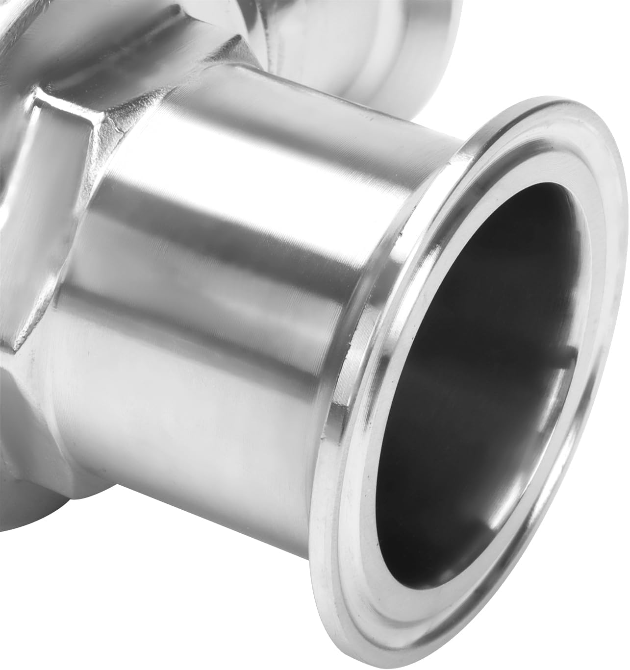 DERNORD 2" Tri Clamp Sanitary Ball Valve, 3-Way Ball Valve T-Port Stainless Steel 304, PTFE Lined (2 inch Tube OD)