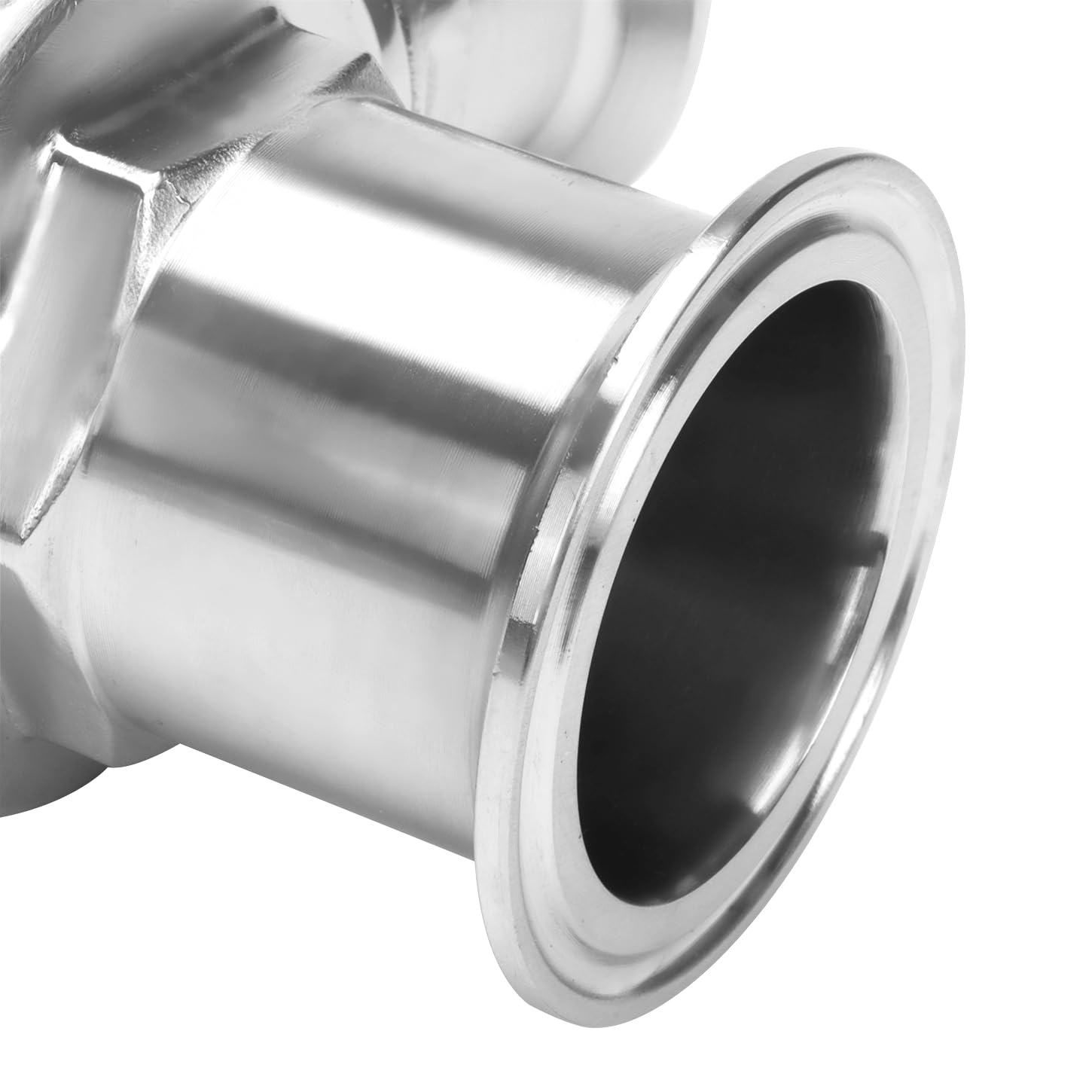 DERNORD Válvula de bola sanitaria de triple abrazadera de 2 pulgadas, válvula de bola de 3 vías, puerto en T, acero inoxidable 304, forrado de PTFE (tubo OD de 2 pulgadas)