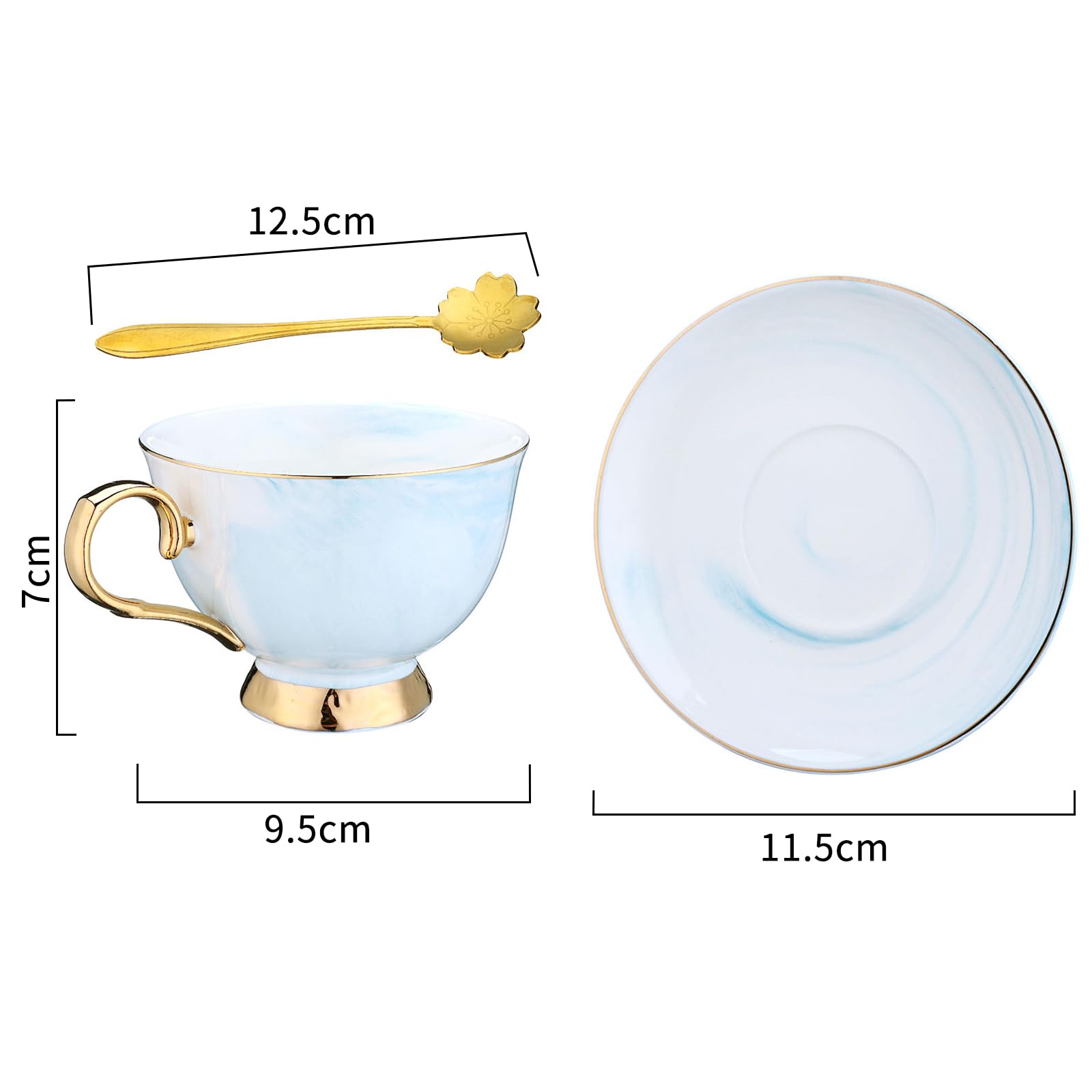 Ensemble De Tasse à Thé Japonais – Porcelaine Marbrée – 2 Tasses Avec Sous-tasses Et Cuillères