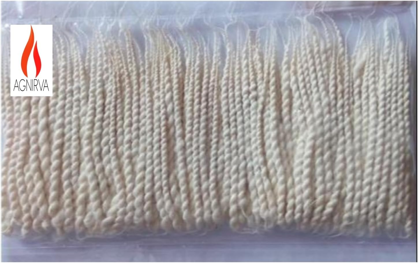Agnirva White Twisted Long Cotton Double Thread Wicks Lambi Diya Batti Rui Batti for Pooja (1200 Wicks, Pack of 100 x 12 Packet) Vattalu Deepam for Puja Samai Batti
