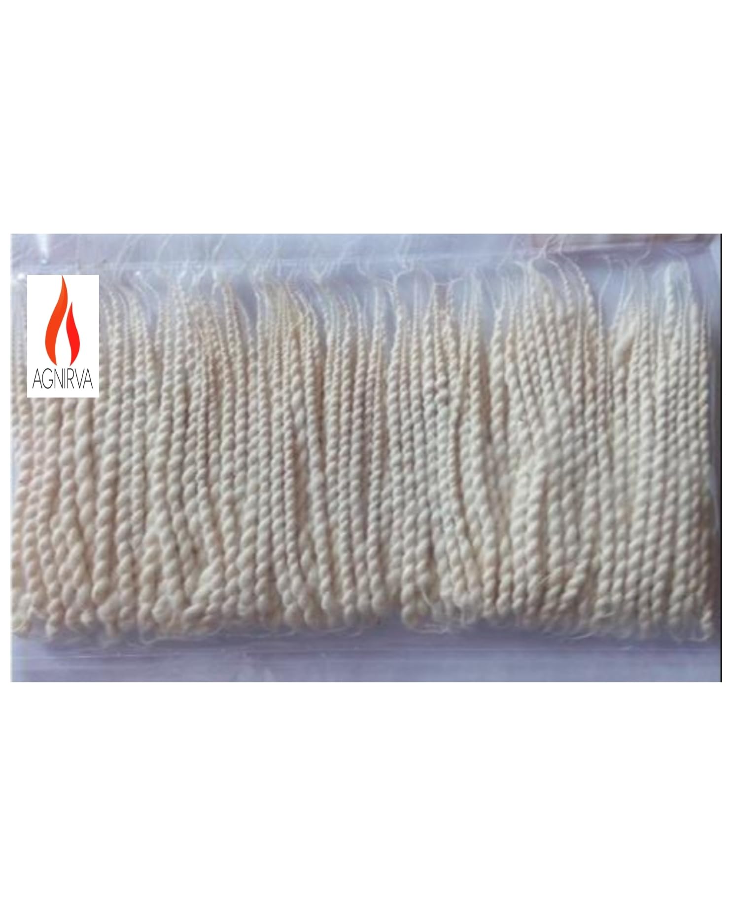 Agnirva White Twisted Long Cotton Double Thread Wicks Lambi Diya Batti Rui Batti for Pooja (1200 Wicks, Pack of 100 x 12 Packet) Vattalu Deepam for Puja Samai Batti