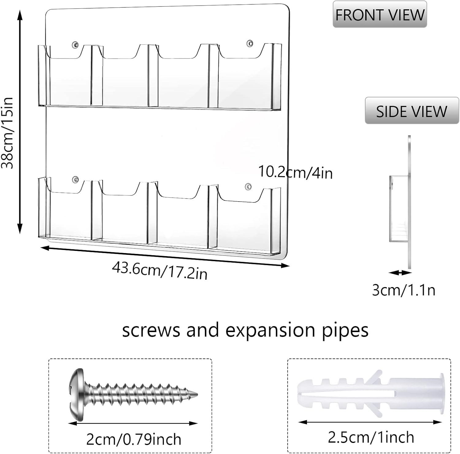 Eersida Acrylic Brochure Pamphlet Holder Brochure Display Stand Business Tri Fold Multi Slot Holder Rack Wall Mount Clear Pocket Space Saver for Flyer Literature Menu Advertise