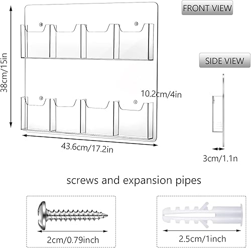 Vista 8 de Eersida Soporte acrílico para folletos, soporte de exhibición para folletos, soporte de ranura triple plegable para negocios, soporte de pared