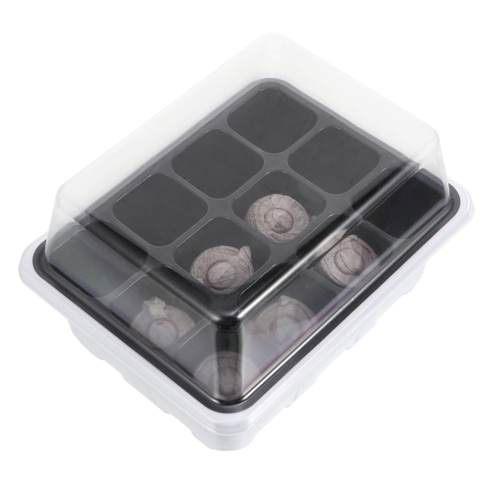 Kisangel 3 Sätze Kindergarten-Box Kindergarten-Block Gartenpfähle Vermehrung Sprießen Gewächshaus Glocke Keimsprossen Box Keimlinge Stecker Fach Nährstoffblock Plastik Weiß 12 Stück * 3