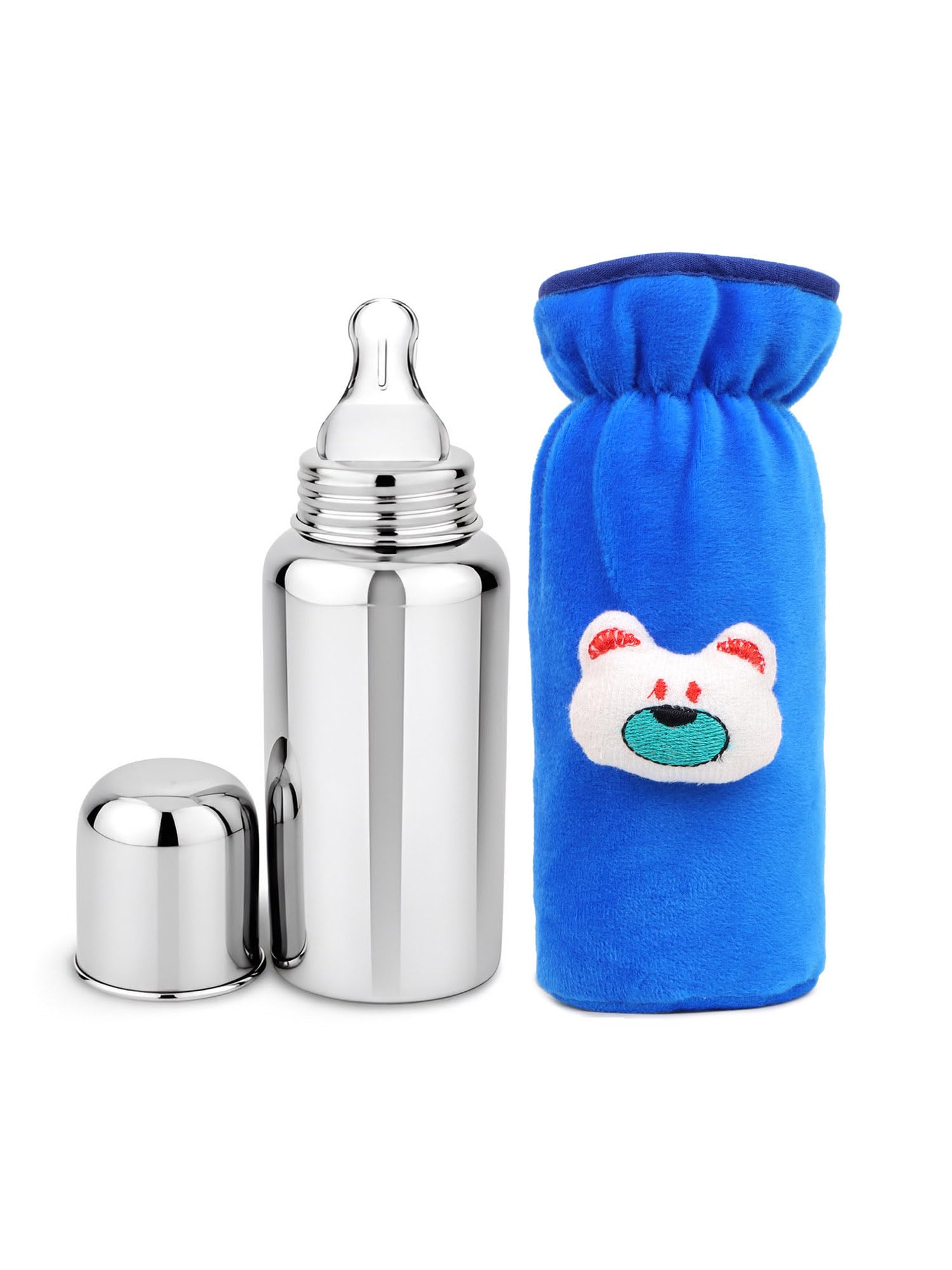 Stainless Steel Feeding Bottle with Soft Cozy Velvet Cover, 240ml BPA Free Baby Milk Feeding Bottle-picture-19