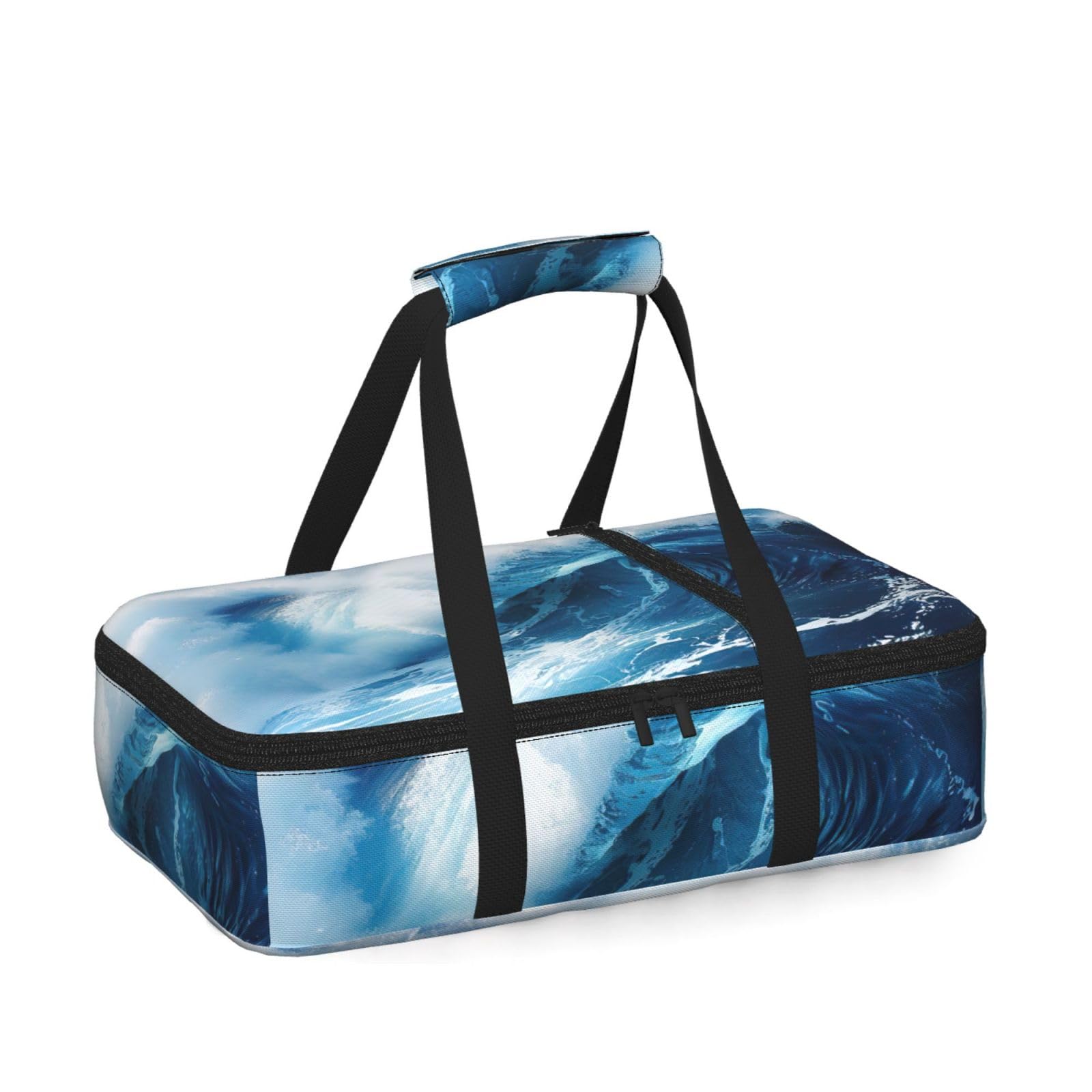 Big Ocean Wave Hd Print Insulated Thermal Food Storage Bag Daily Reusable Picnic Tote Lunch Box Home