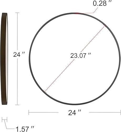 Miniatura 6 de Espejo redondo de pared de 24" espejo de baño maquillaje espejo de tocador - negro