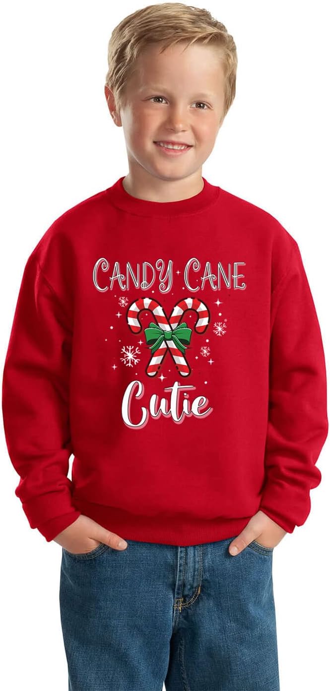 Wild Bobby Candy Cane Cutie Christmas Sweater Unisex Boys Girls Crewneck Sweatshirt