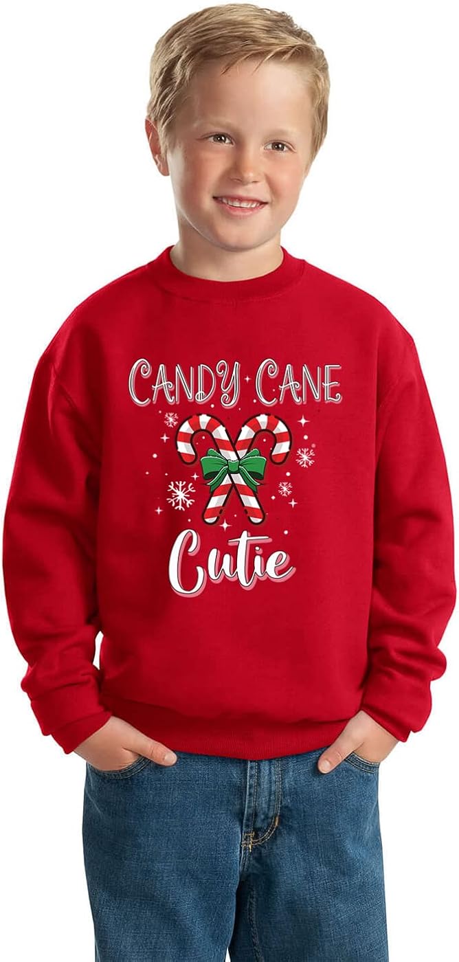 Wild Bobby Candy Cane Cutie Christmas Sweater Unisex Boys Girls Crewneck Sweatshirt : Clothing, Shoes & Jewelry