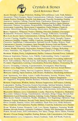 Crystals & Stones Quick Reference Sheet - Living Magick (Living Magick Learning Card Series)