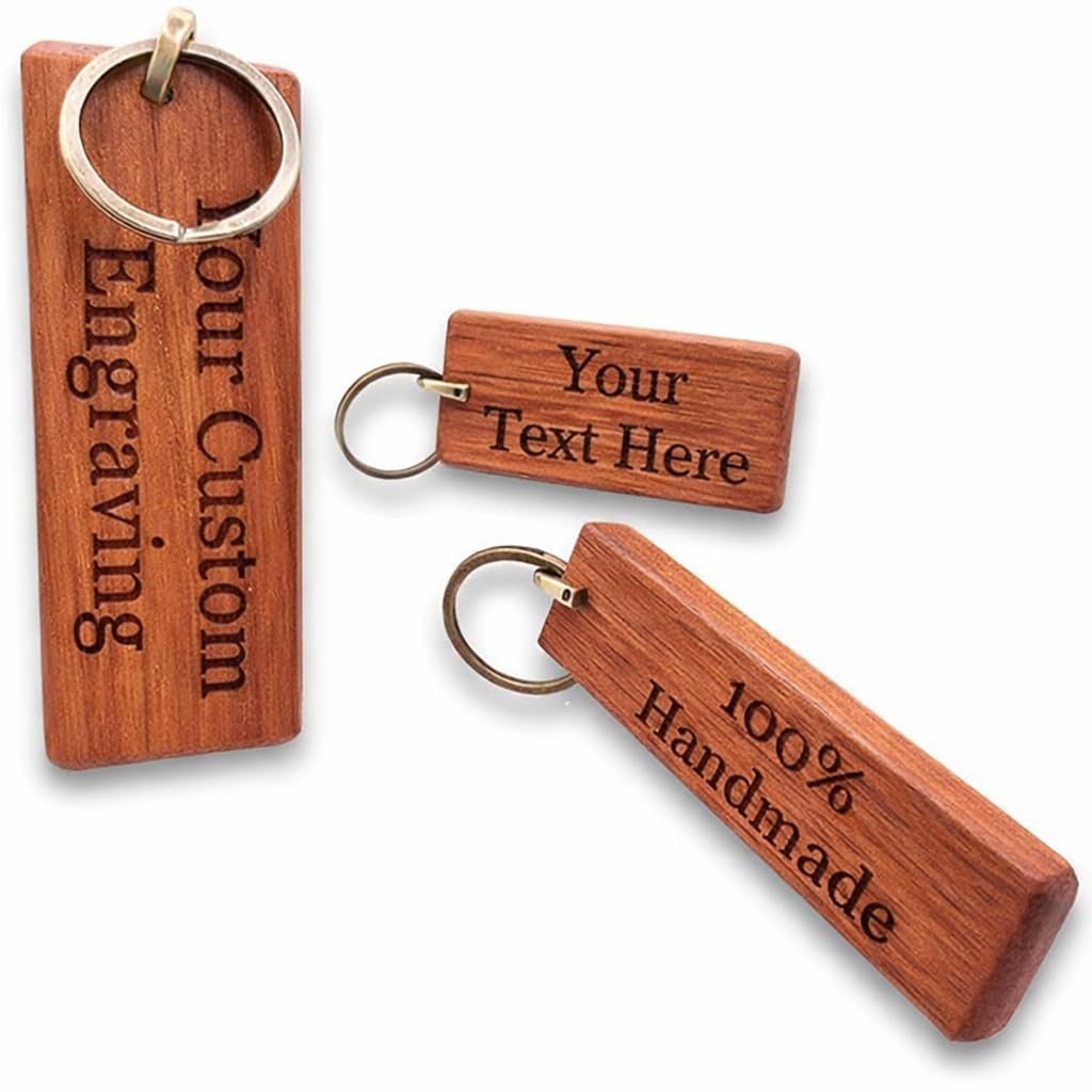 Handmade Personalised Exotic Sapele Wooden Keyring with Custom Engraving for Hotel Rooms, Shed, B&B, Offices, Workshop, Names, Bar, Business, Studioand Lodges etc (Chrome Fixing, Extra Large)