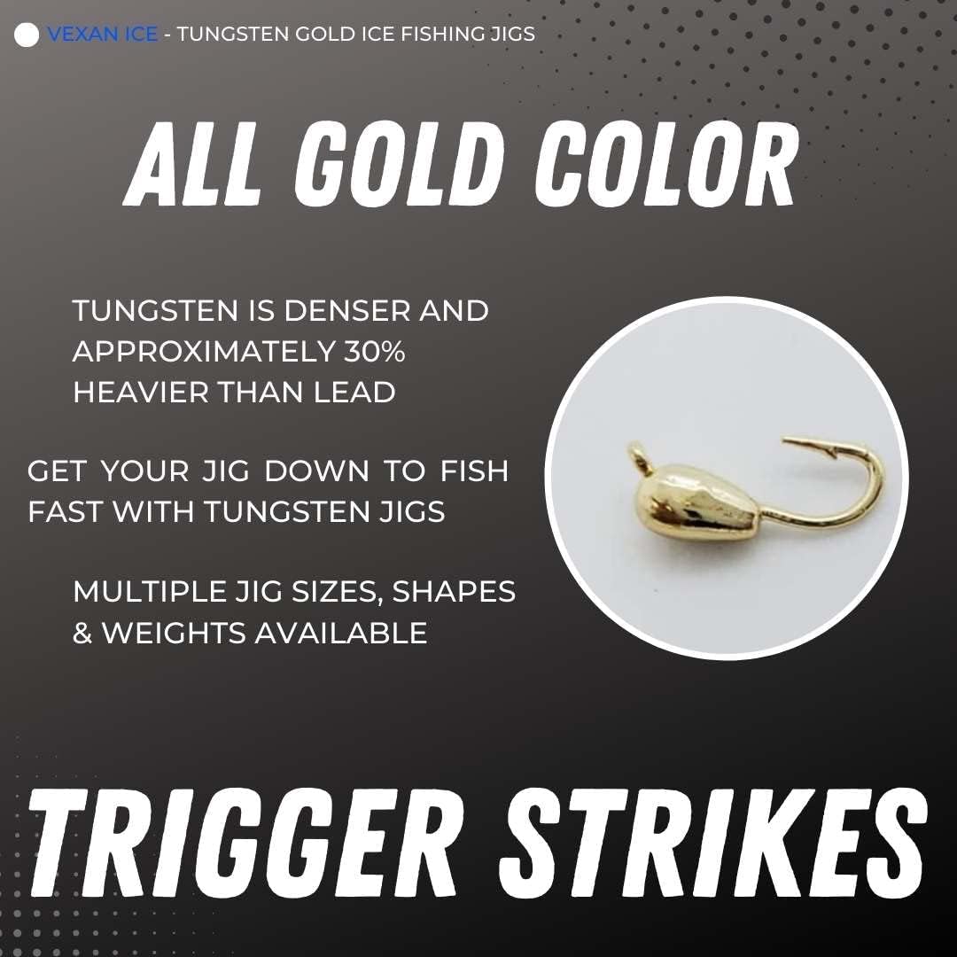 Vexan 10-Pack Tungsten Gold Ice Fishing Jigs