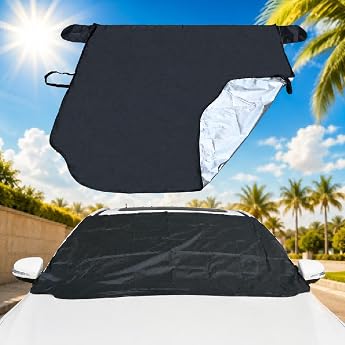 Windscreen Cover Winter 158 x 125 cm Windscreen Cover Car Tarpaulin Winter Windscreen Cover Car Winter Large Against Snow Ice Frost Dust Sun