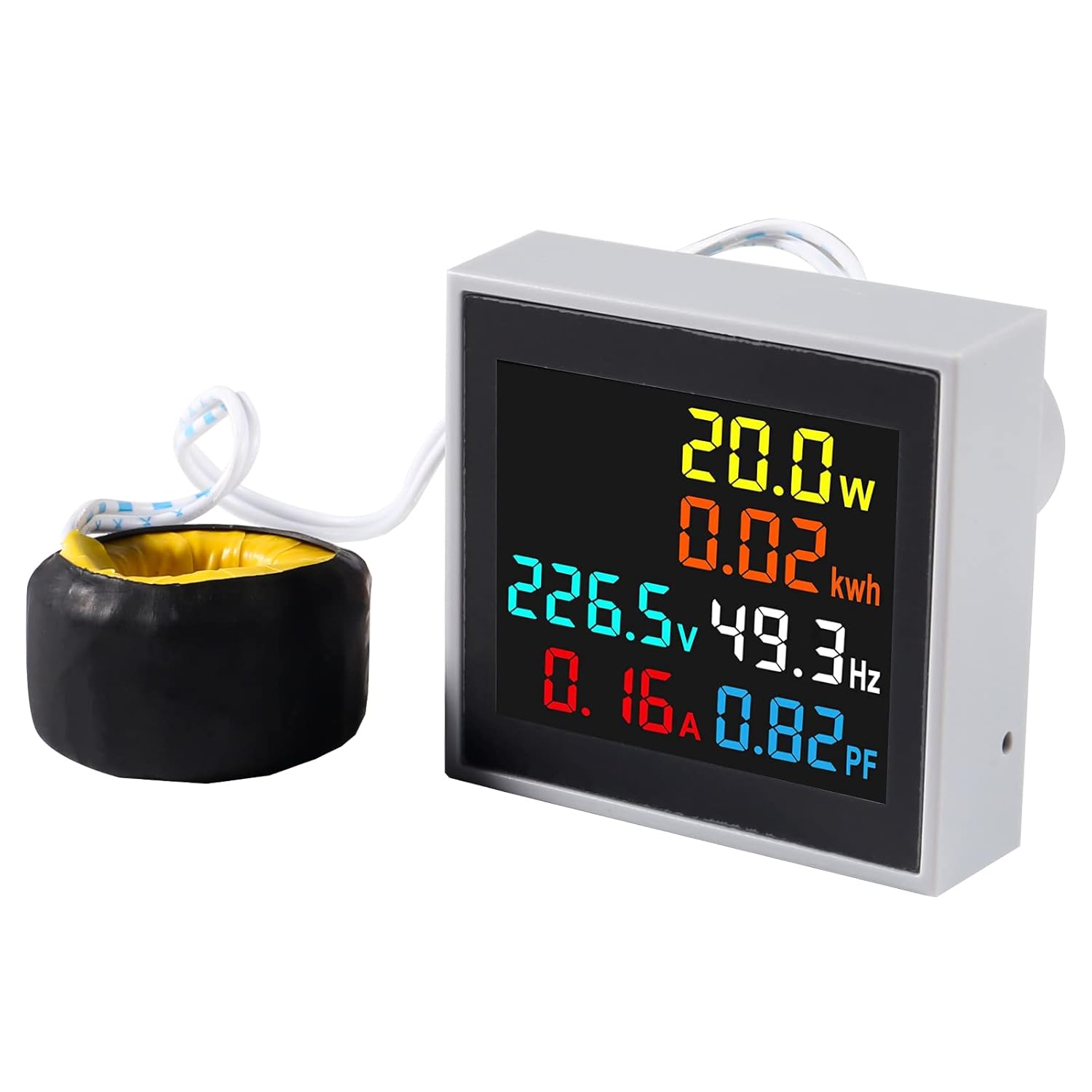Alinan 6 in 1 AC Display Meter AC50-300V 100A 110V 220V Voltage Power Factor Frequency Electric Energy Monitor Ammeter Voltmeter Tester Digital Color LCD Volt Amp Watt Detector Reader Panel