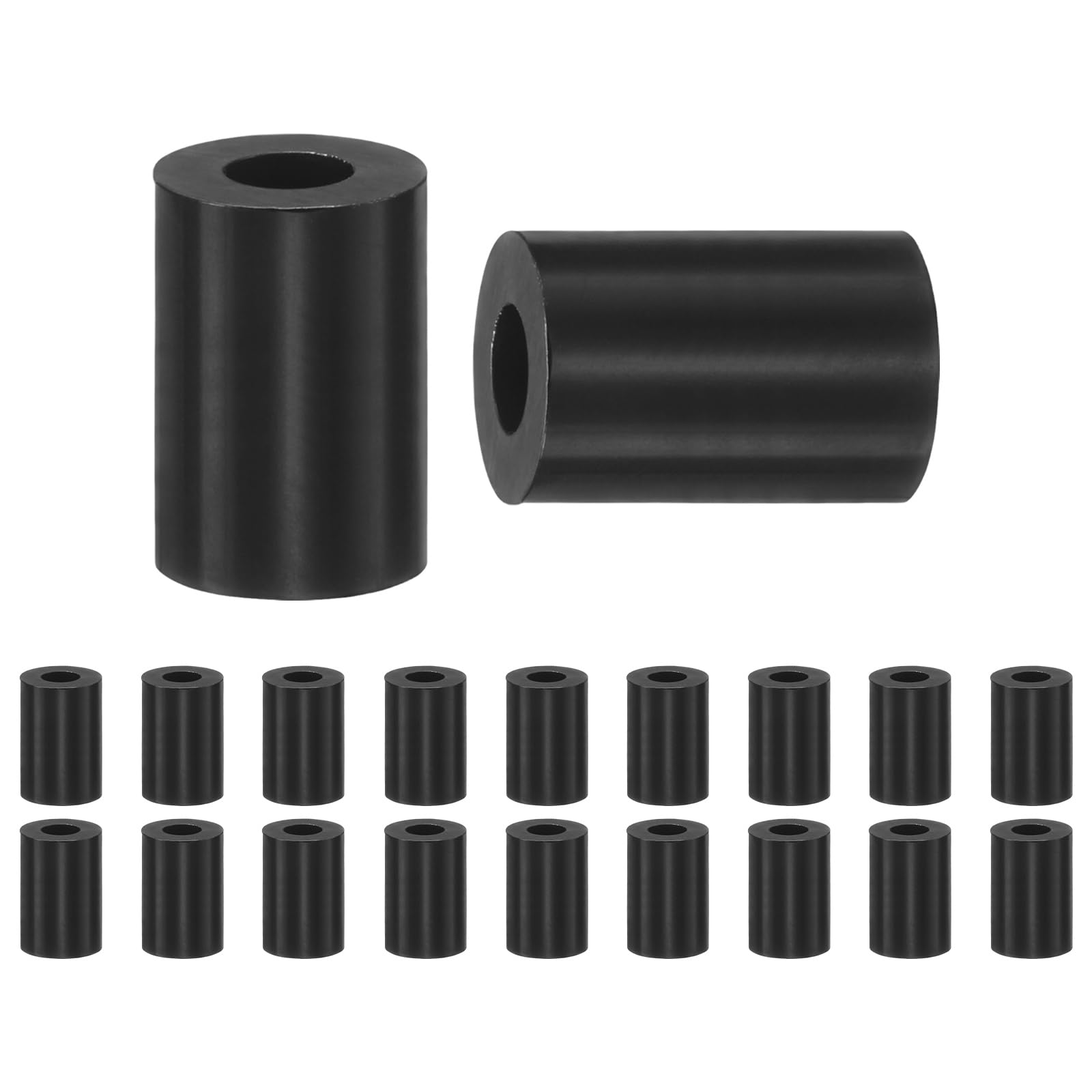 M METERXITY 200 Pack Nylon Washers, 3.2mm ID 7mm OD 10mm Length Round Plastic Spacer Washer Standoff Non-Threaded for M3 Screws/Bolts/Electrical Outlet/Switch Receptacle[Black]